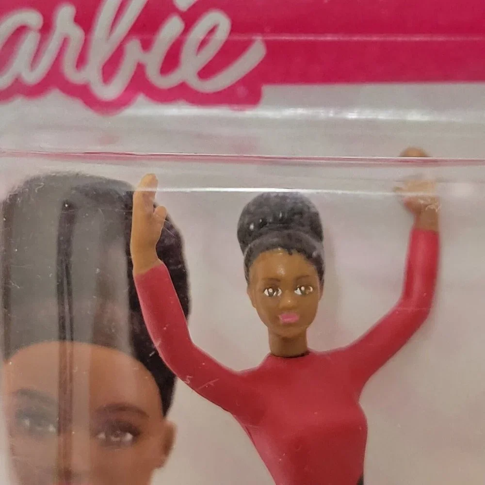 Micro Barbie African American Set of 6 Gymnast Cheerleader 3” Cupcake Topper Fig